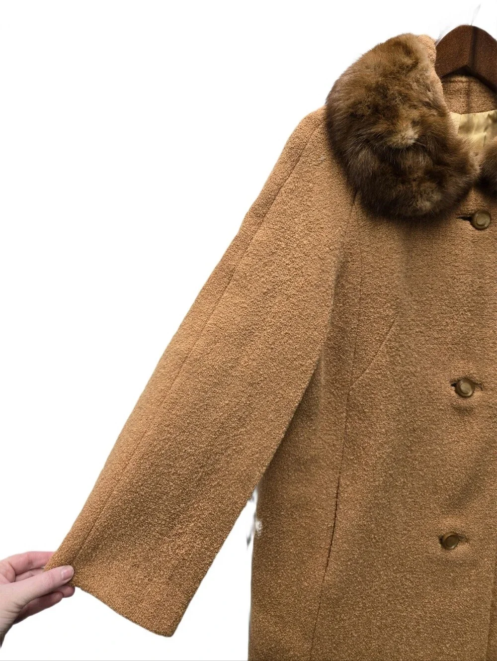 Vintage 1950s -60s Bouclé Overcoat with Mink Collar